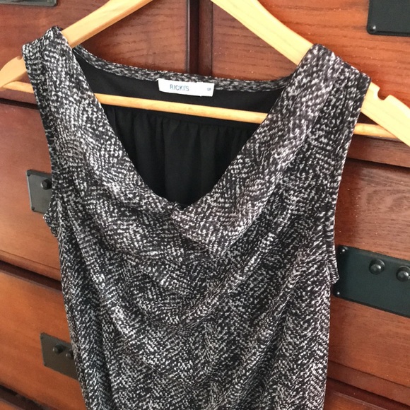 Womens Black and Gray Sheer Tank Lined, Sleeveless, Cowl Neck Blouse, Size Small - Picture 4 of 9